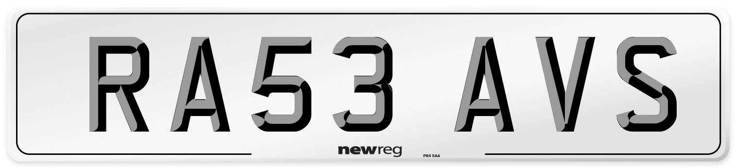 RA53 AVS Number Plate from New Reg